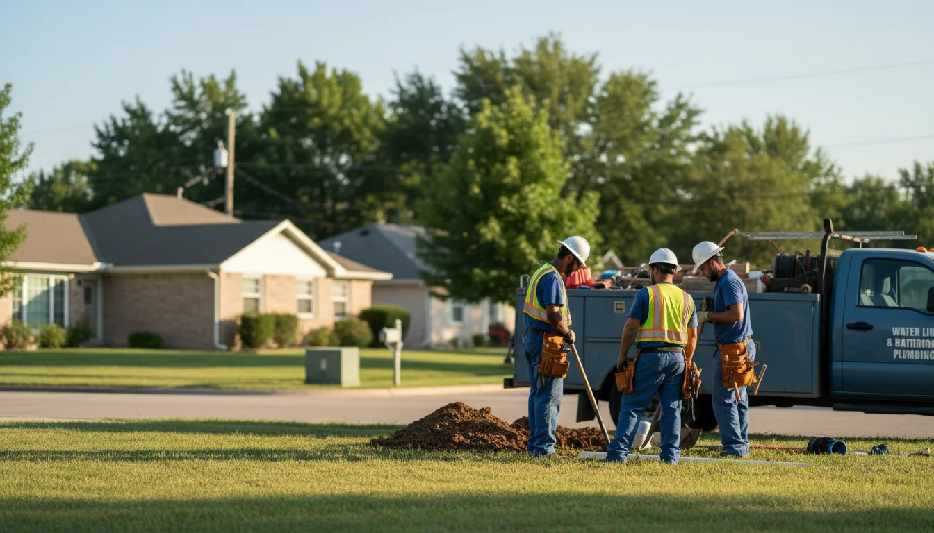 Residential water line and bathroom plumbing service in Omaha, TX
